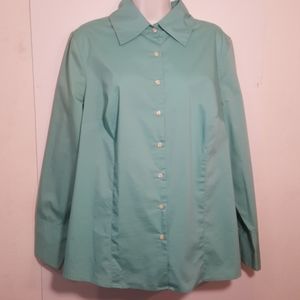 Merona Shirt Women Button Front Green French Cuff